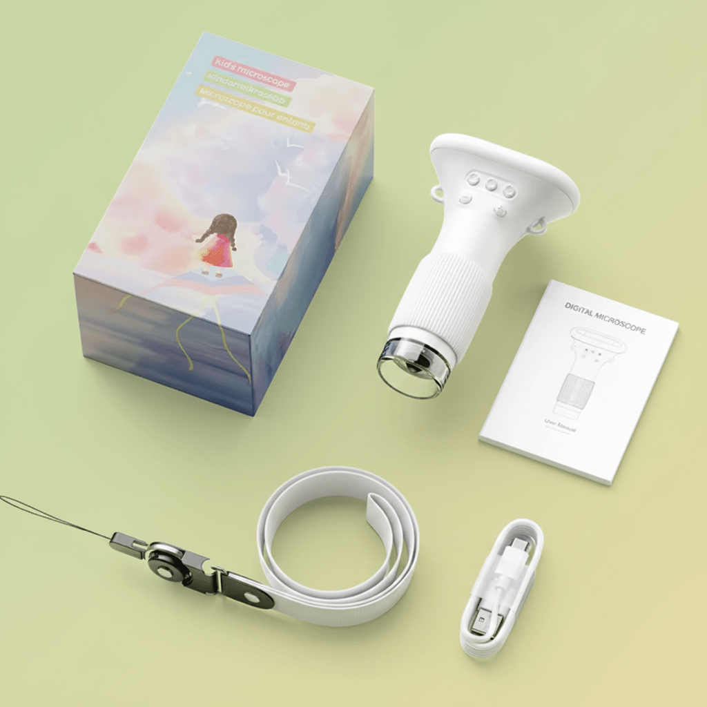 1000x Kids Digital Microscope with Screen | 2MP HD Handheld Microscope Camera | 8 LED Lights, Photo & Video, USB | STEM Science Toy Ages 5-8, best birthday gift for kids